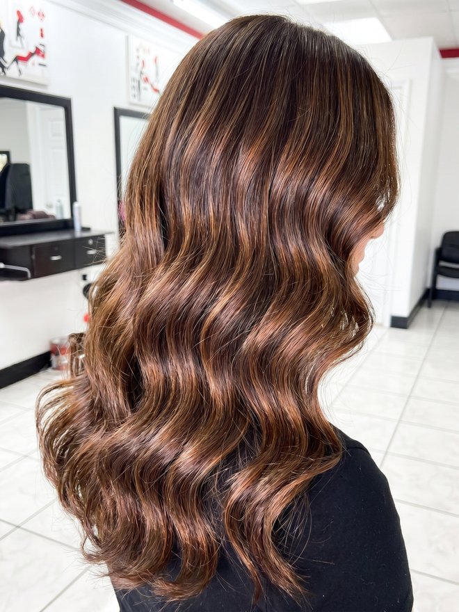 Glossy dimensional waves, Hair Creations M&M Naples